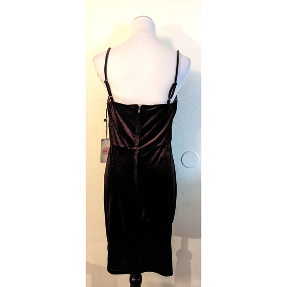New Crystal Sky sz L Stretchy Bodycon Dress sleeveless tank brown velour T4 - Picture 3 of 4